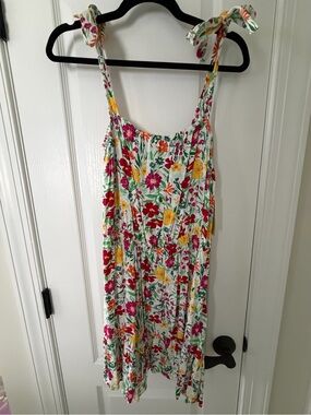 BeBop Floral Maxi Dress in White with Pink, Green, Yellow, Orange Accents